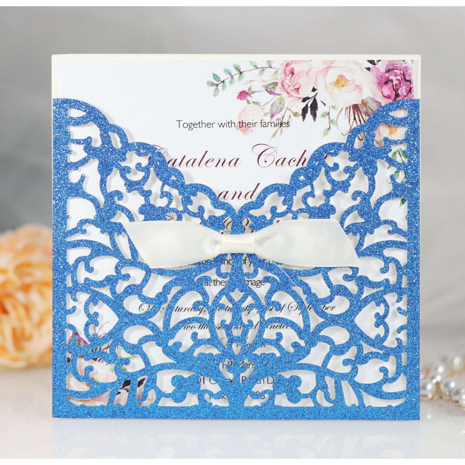 Wedding Invitation Card Glitter Paper Beautiful Invitation Personalized Custom Greeting Card
